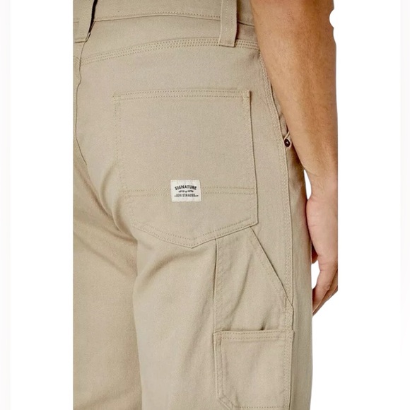 Signature by Levi Strauss Workwear Men’s Carpenter Pants Jeans Beige Size 38x32 - Picture 3 of 15